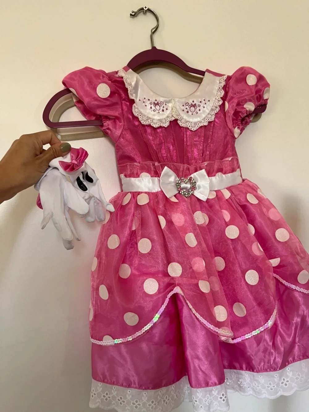 Disney Minnie 3t Pink Polka Dot Girls' Costume Dress with Bow
